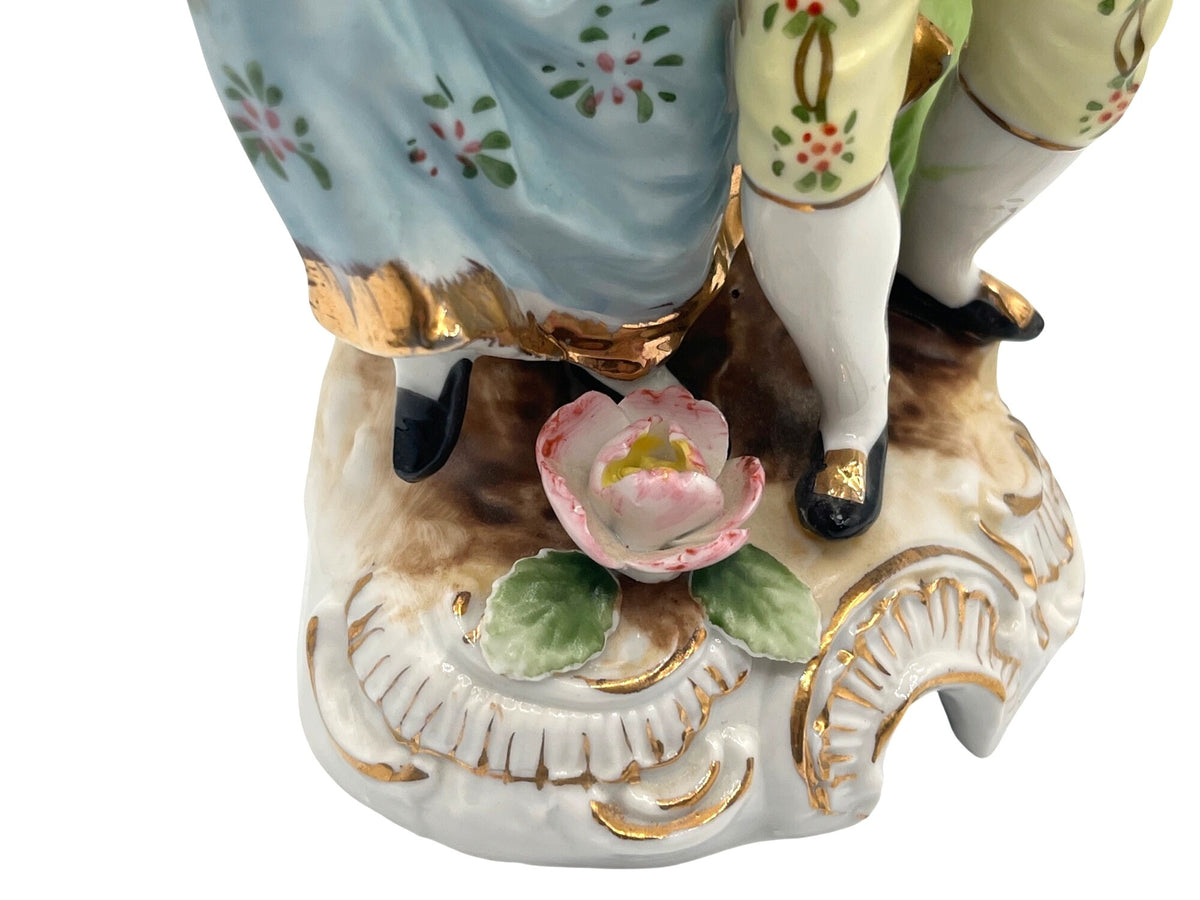 Victorian Couple at Grape Harvest Vintage 1950's Porcelain Figurine 10" high