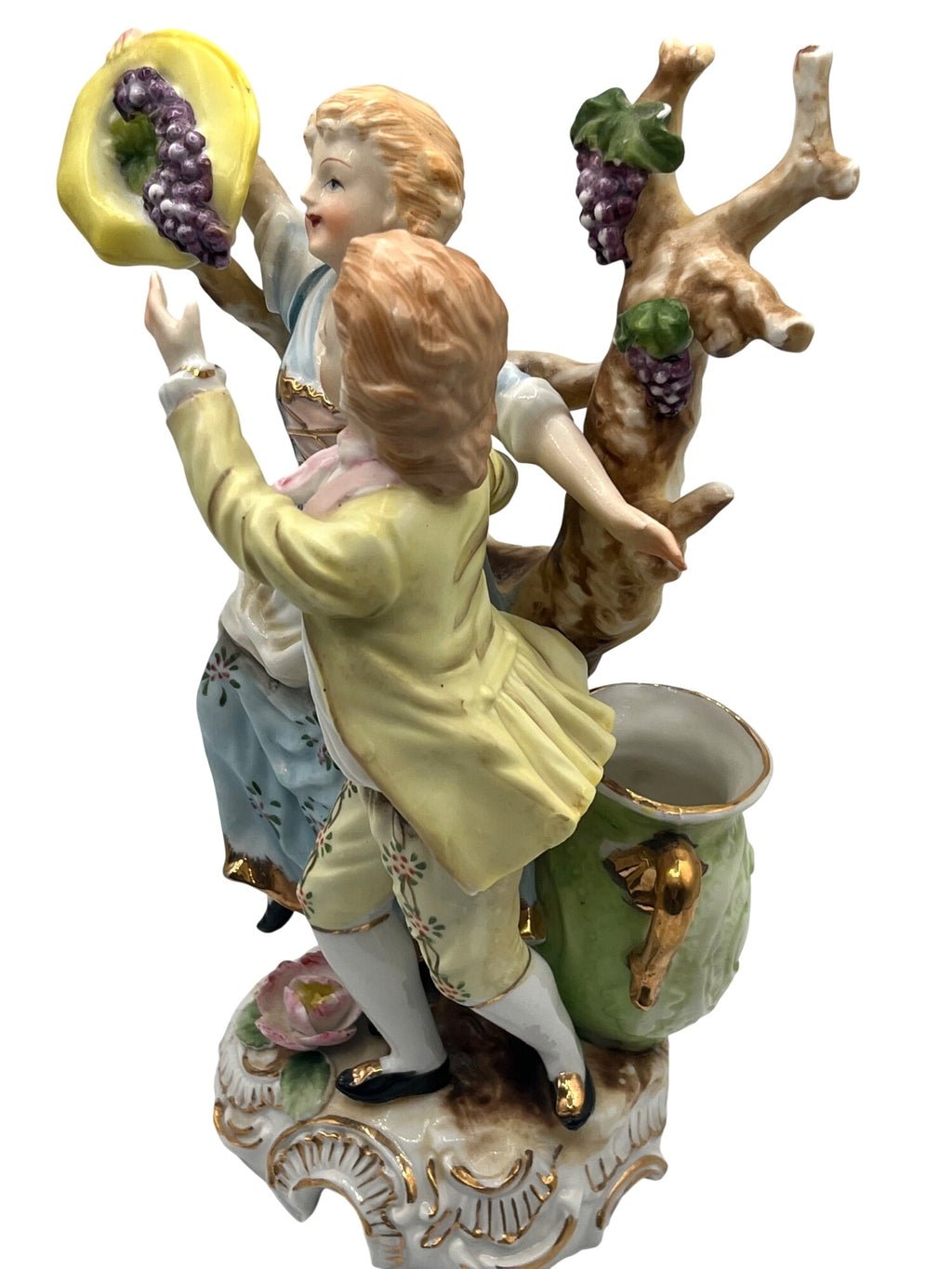 Victorian Couple at Grape Harvest Vintage 1950's Porcelain Figurine 10" high