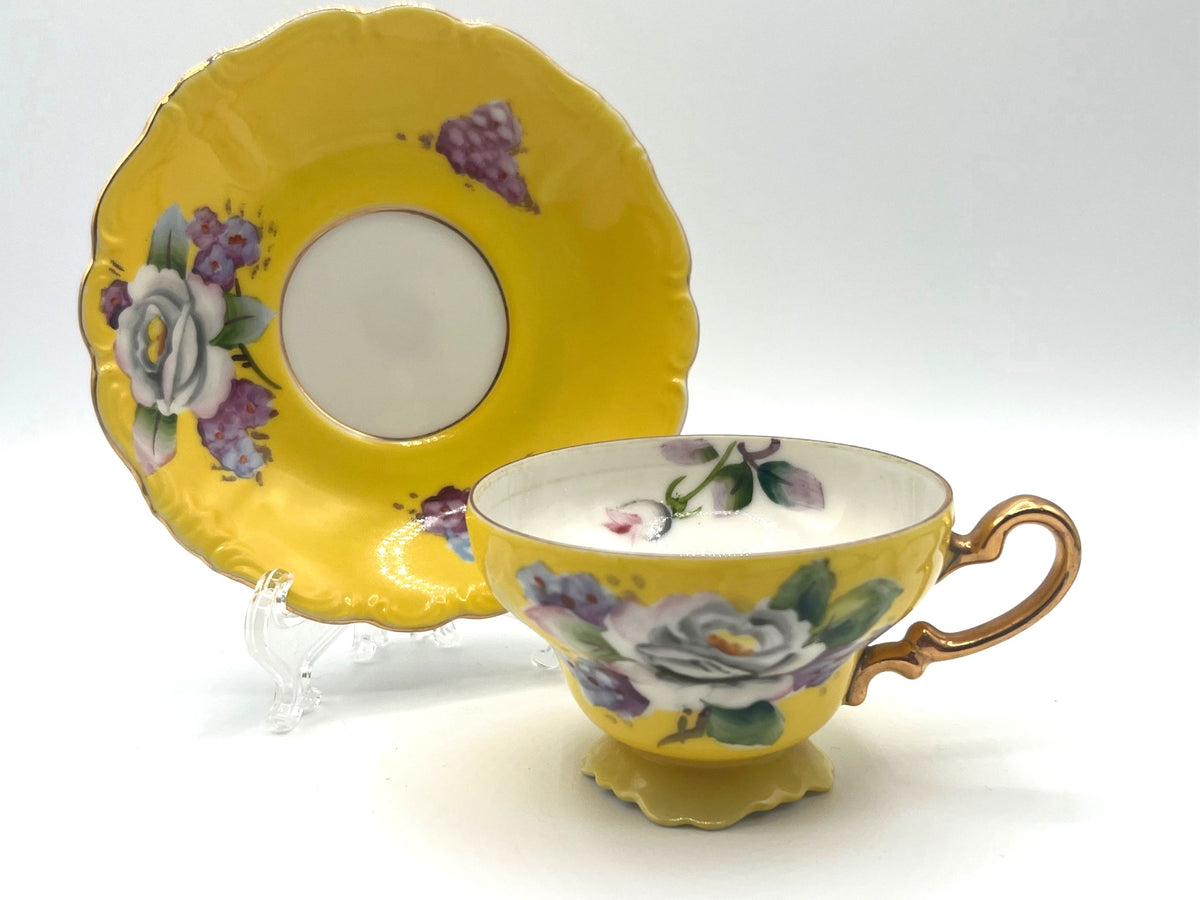 Vintage Tremont China Yellow Floral Tea Cup & Saucer Made In Occupied Japan