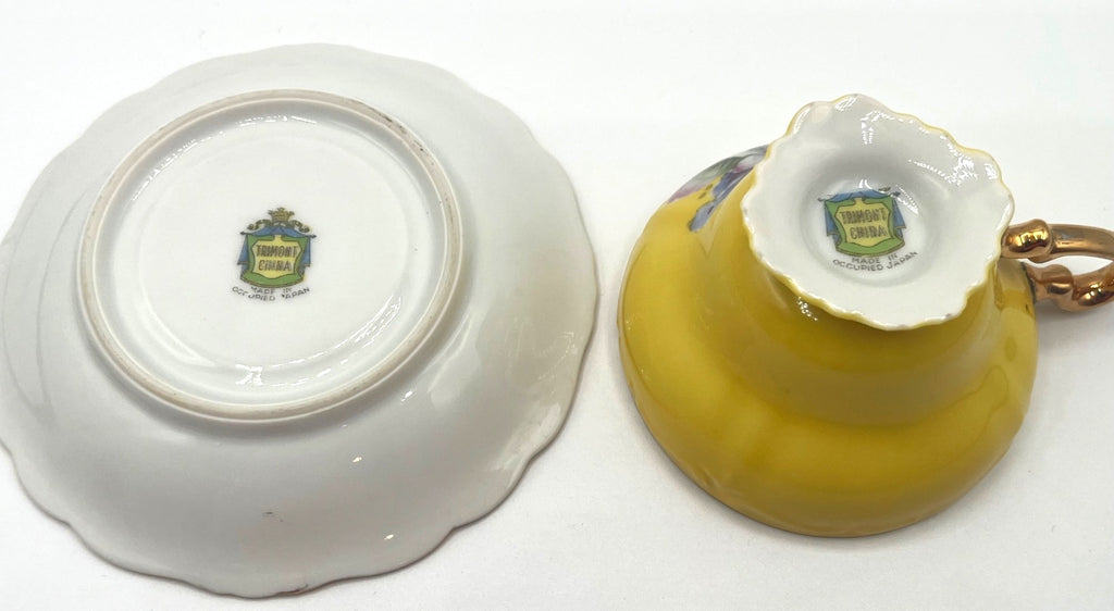 Vintage Tremont China Yellow Floral Tea Cup & Saucer Made In Occupied Japan