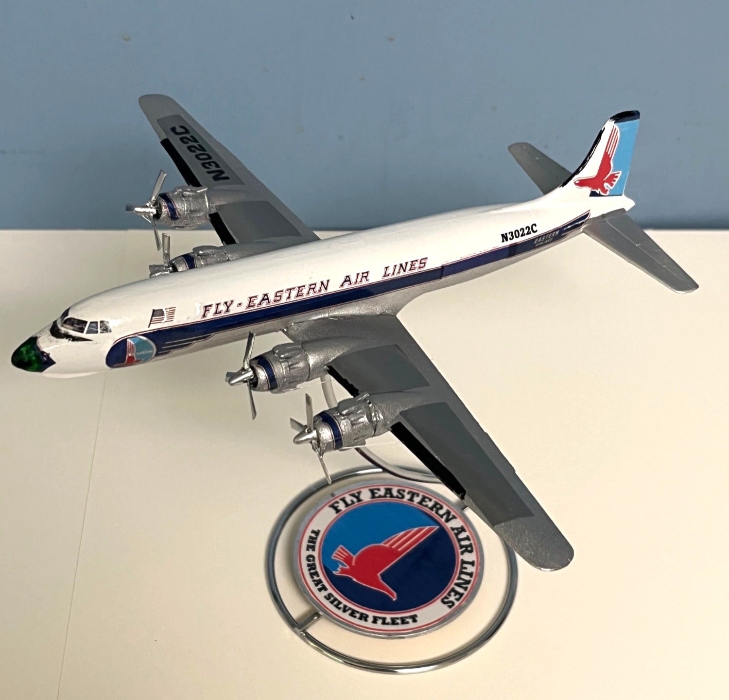 Eastern Air Lines Model DC-6B Model Airliner 10" Wingspan Custom Built on Stand 1:144 Scale