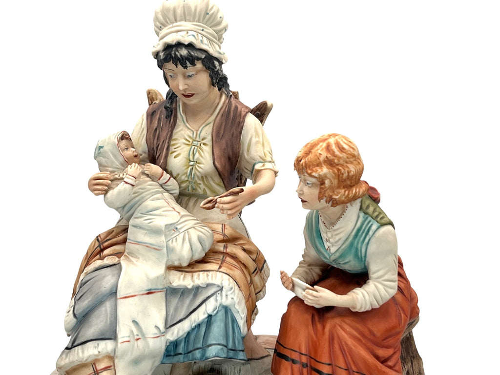 Capodimonte Italy Large Porcelain Figurine by Meneghtti signed, Mother Baby & Child 11" tall