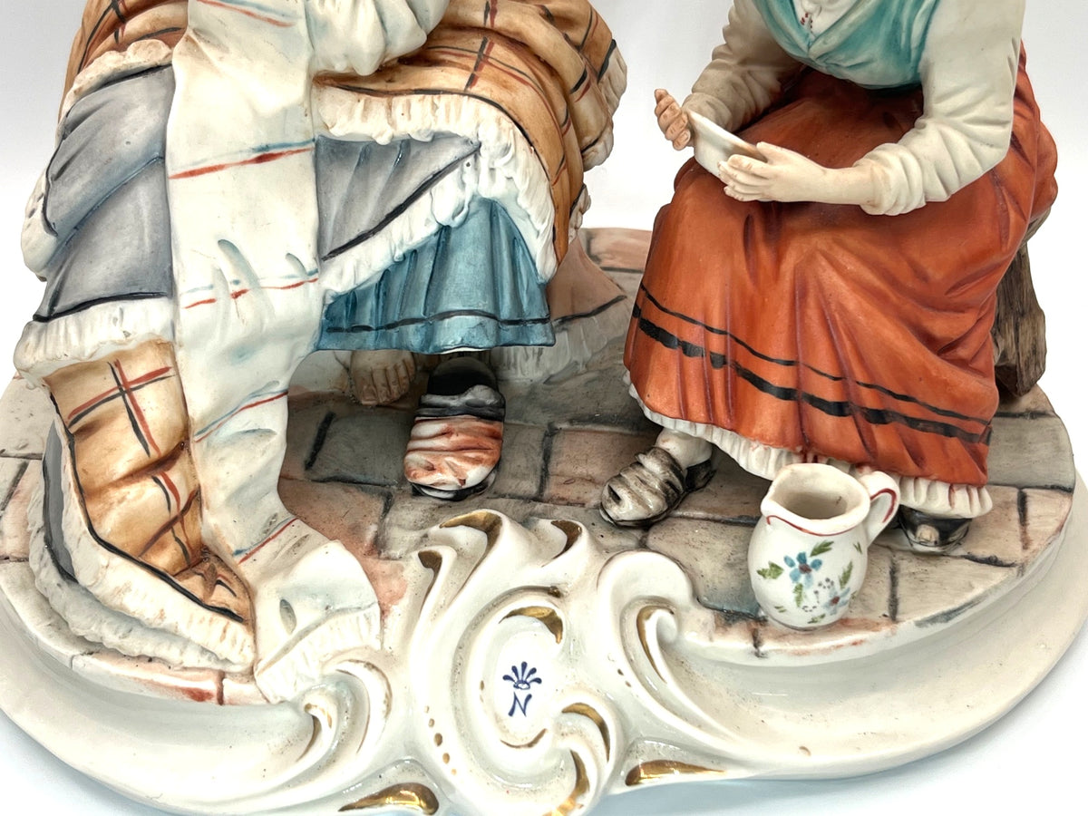 Capodimonte Italy Large Porcelain Figurine by Meneghtti signed, Mother Baby & Child 11" tall