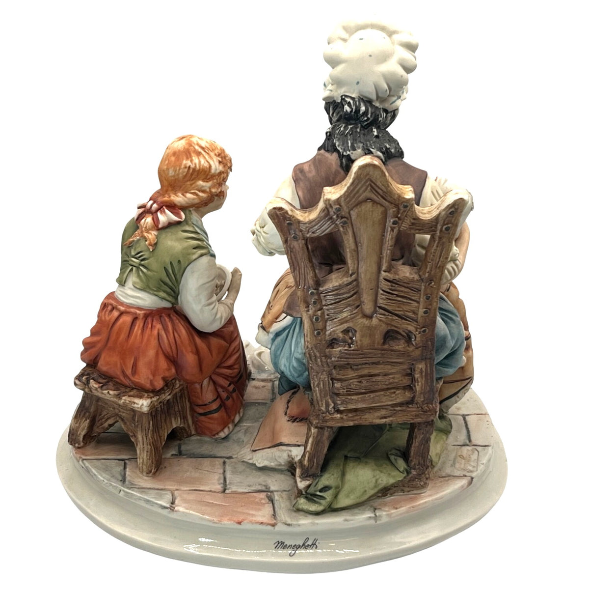 Capodimonte Italy Large Porcelain Figurine by Meneghtti signed, Mother Baby & Child 11" tall