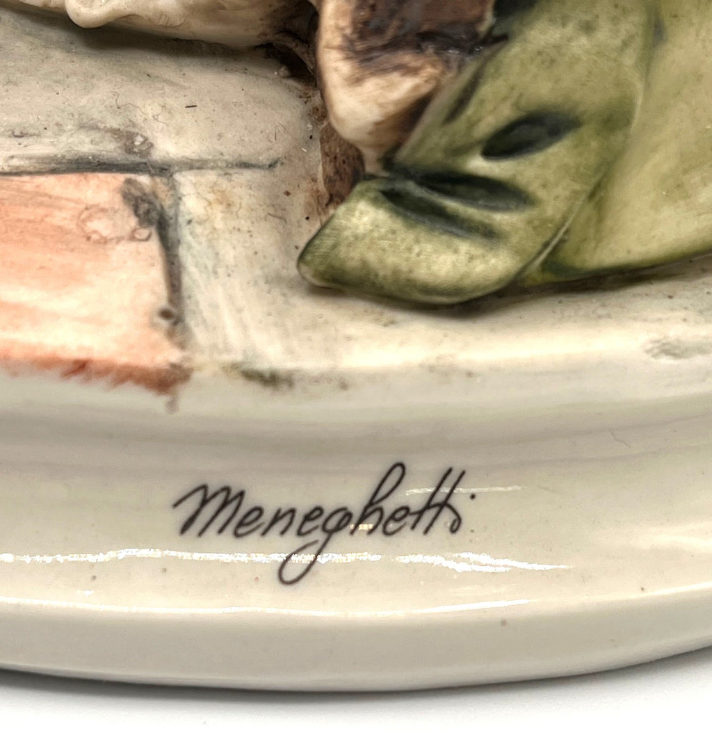 Capodimonte Italy Large Porcelain Figurine by Meneghtti signed, Mother Baby & Child 11" tall
