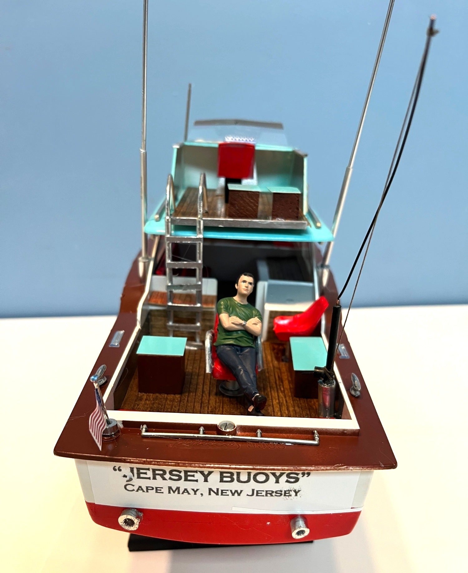 Chris Craft 40 Ft. Sports Fisherman Model Boat Custom Made With Display Stand 15" long