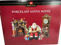 Porcelain Santa Scene with Santa Fireplace & Clock, Hand Painted Holiday Collection