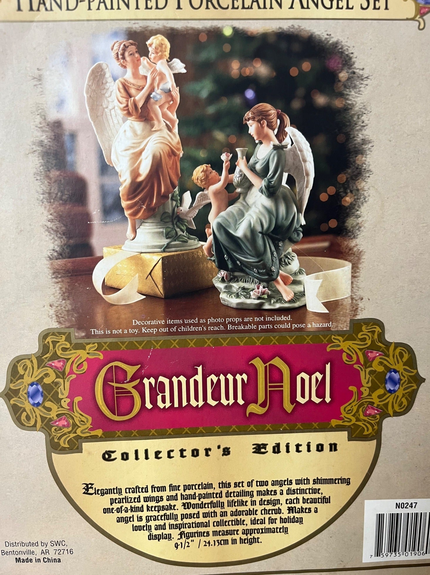 Hand-Painted Porcelain Angel Figurine Set By Grandeur Noel Collectors Edition 2002