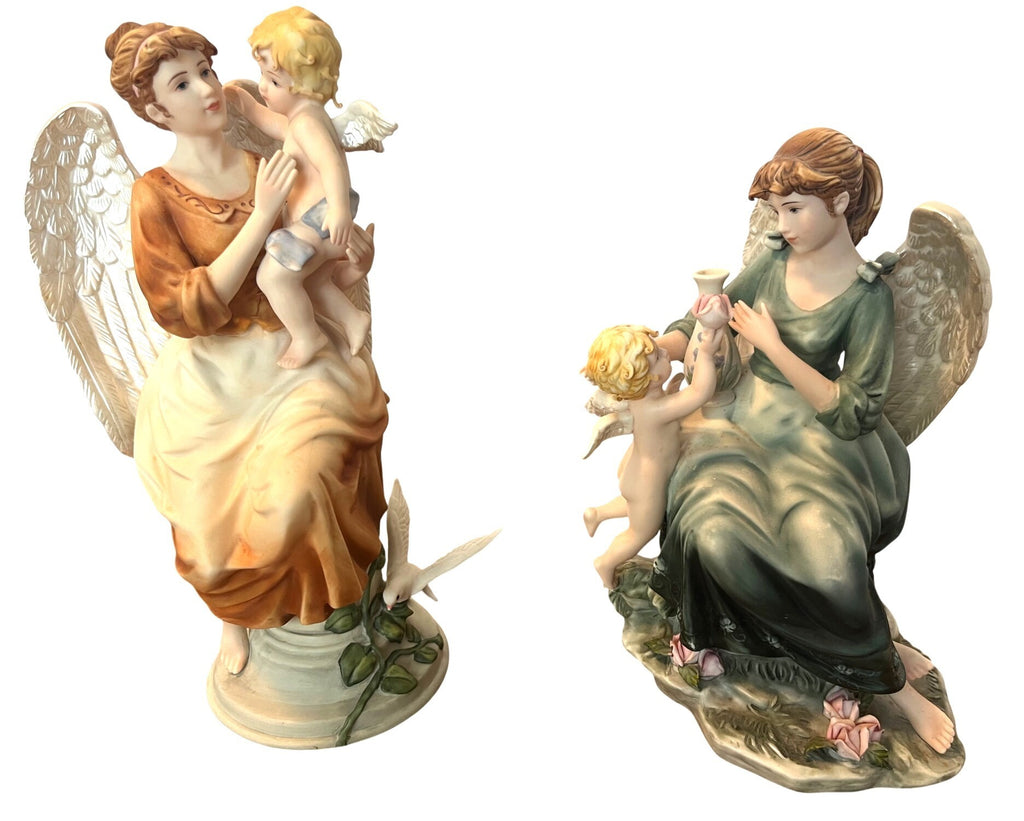 Hand-Painted Porcelain Angel Figurine Set By Grandeur Noel Collectors Edition 2002