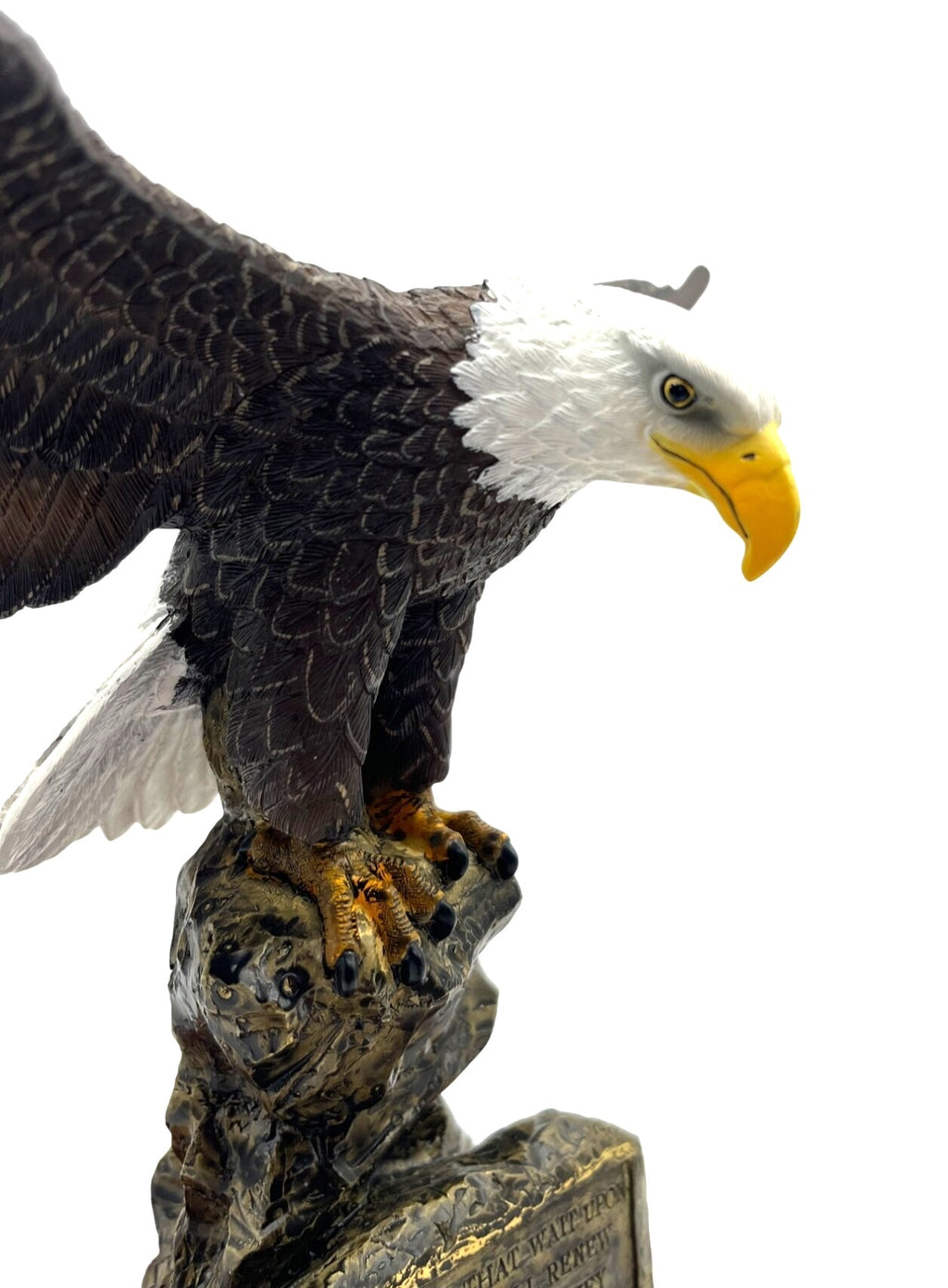 Bald Eagle Figurine On Wooden Base With Isaiah 40:31 Verse Plaque 8" high