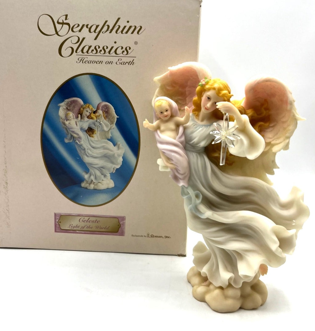 Seraphim Classics Celeste Light of the World Figurine with Baby and Crystal Ornament 7.5" tall