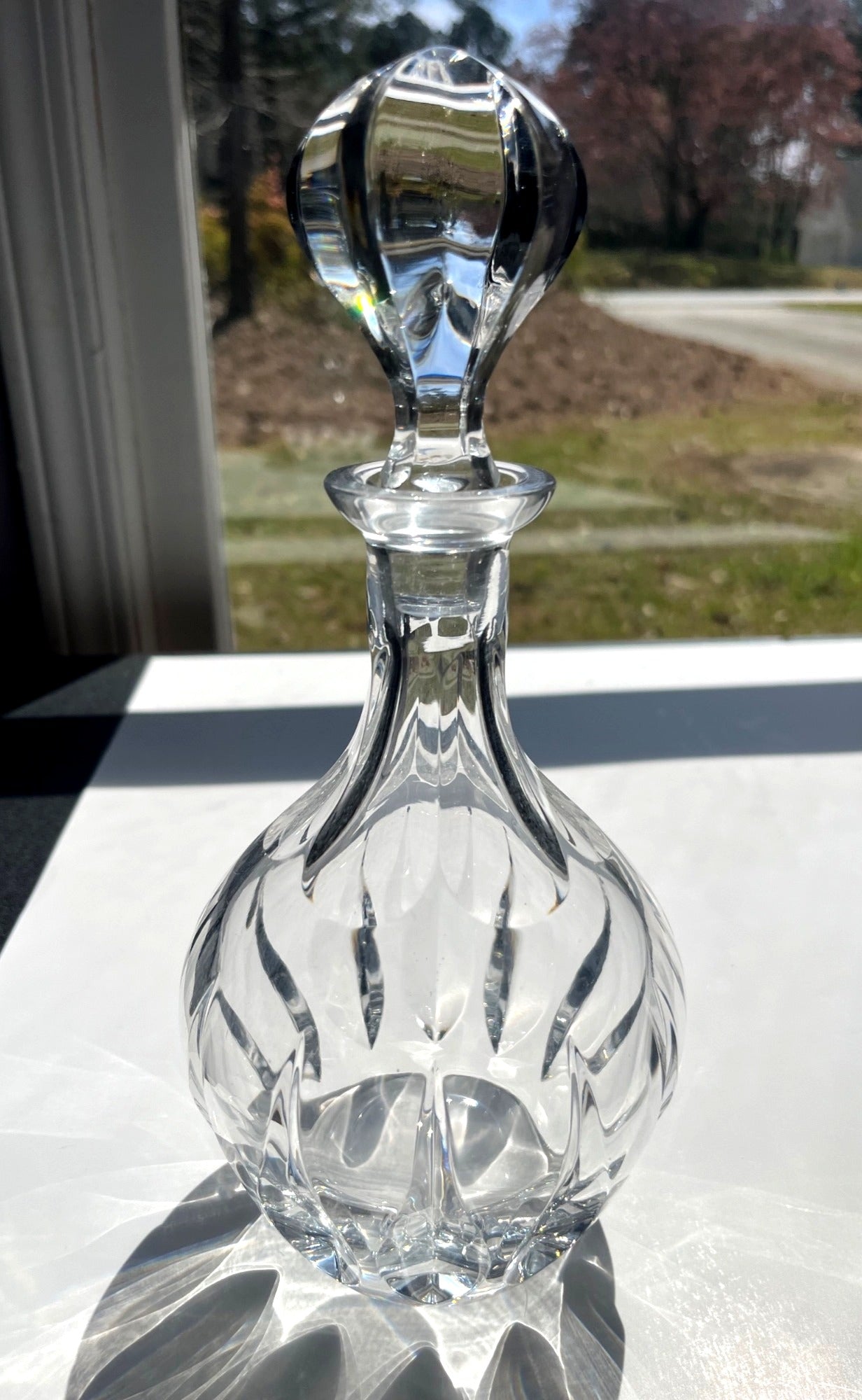 Crystal Decanter Nachtmann, West Germany With Cut Glass Design & Elegant Stopper 10.25" high