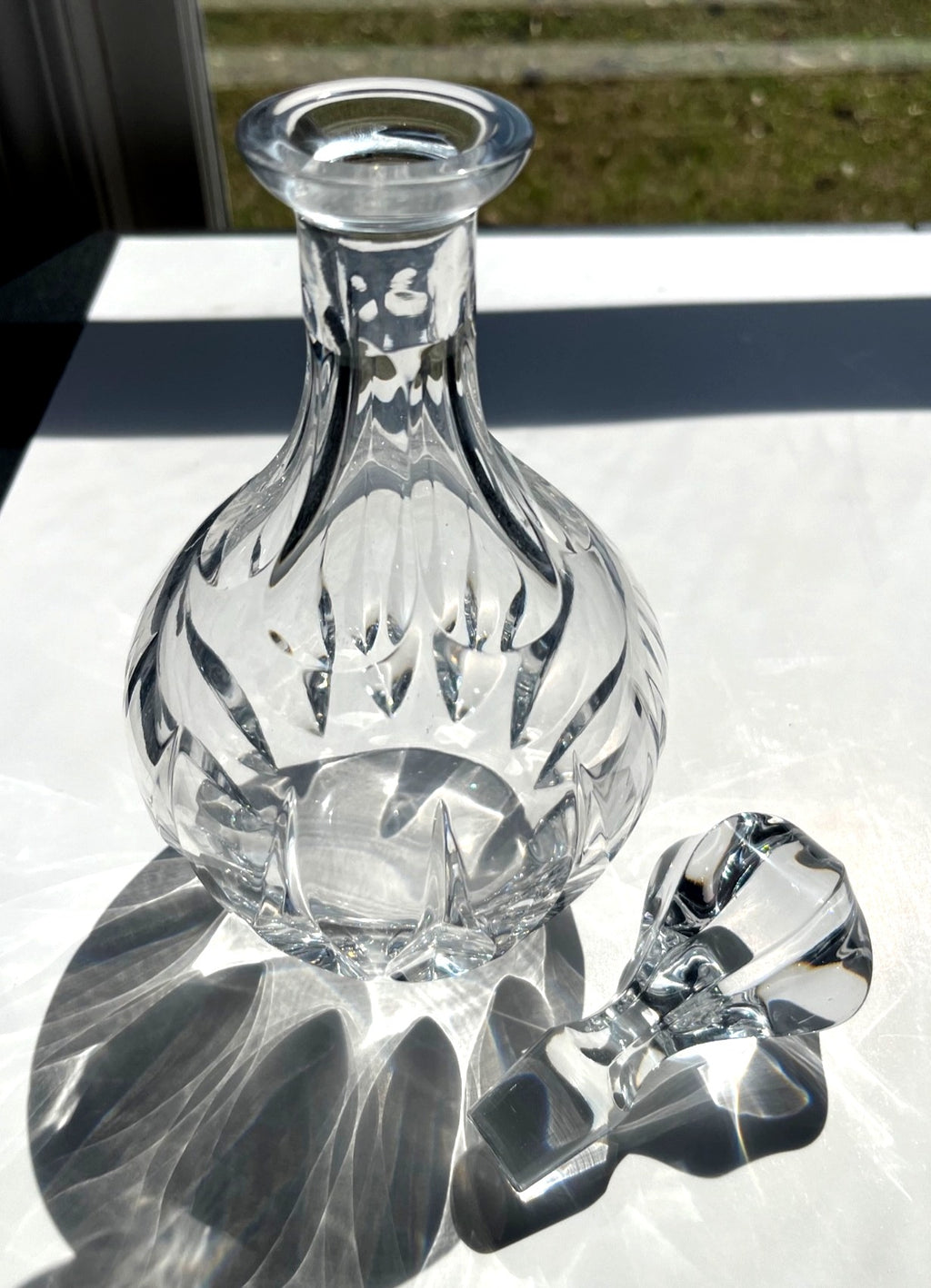 Crystal Decanter Nachtmann, West Germany With Cut Glass Design & Elegant Stopper 10.25" high