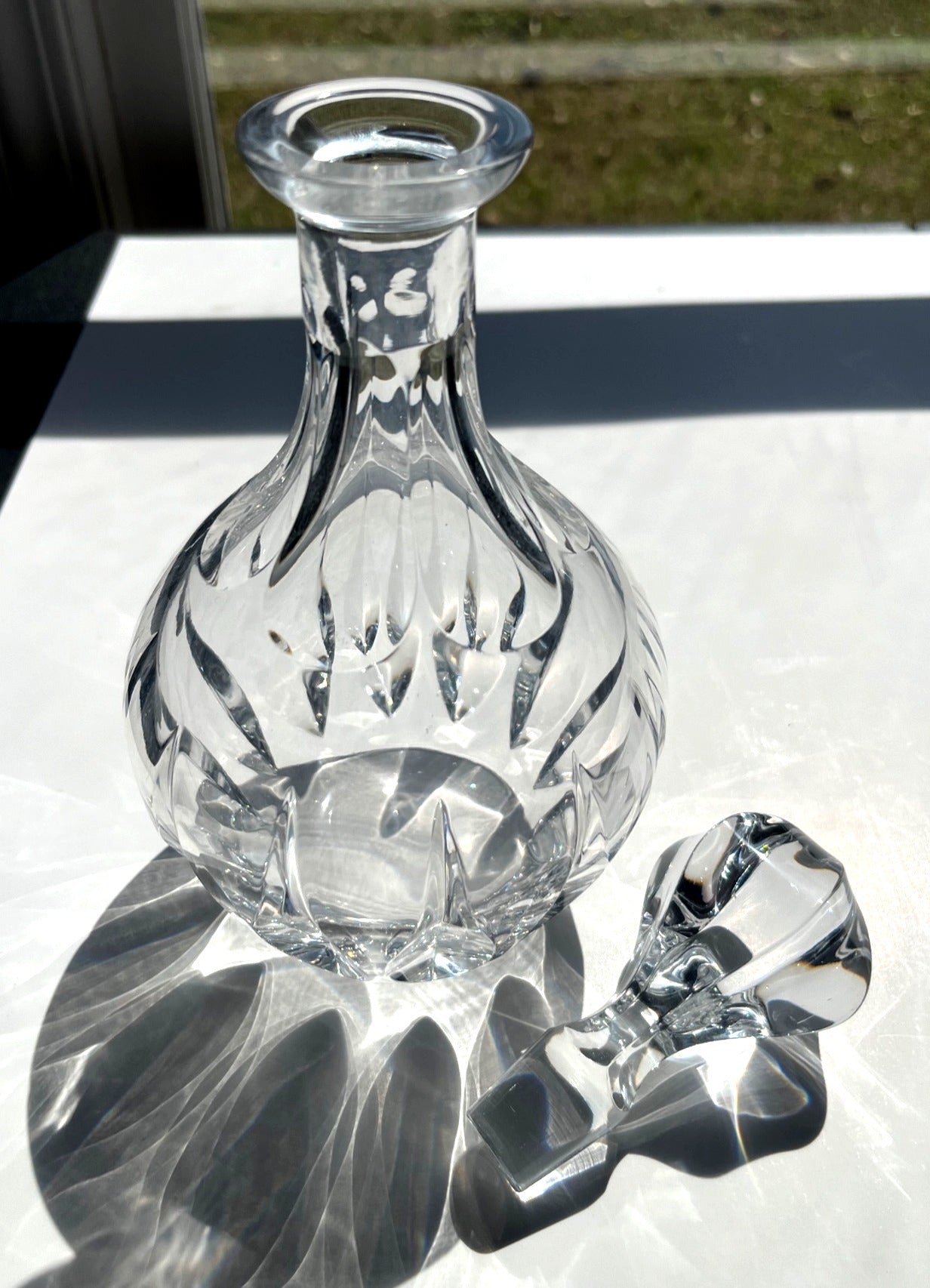 Crystal Decanter Nachtmann, West Germany With Cut Glass Design & Elegant Stopper 10.25" high