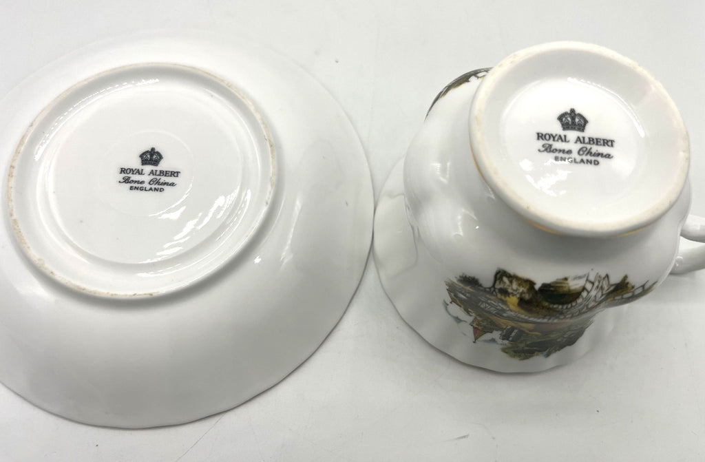 Royal Albert Bone China England Cottage Series Teacup & Saucer Set With Gold Trim