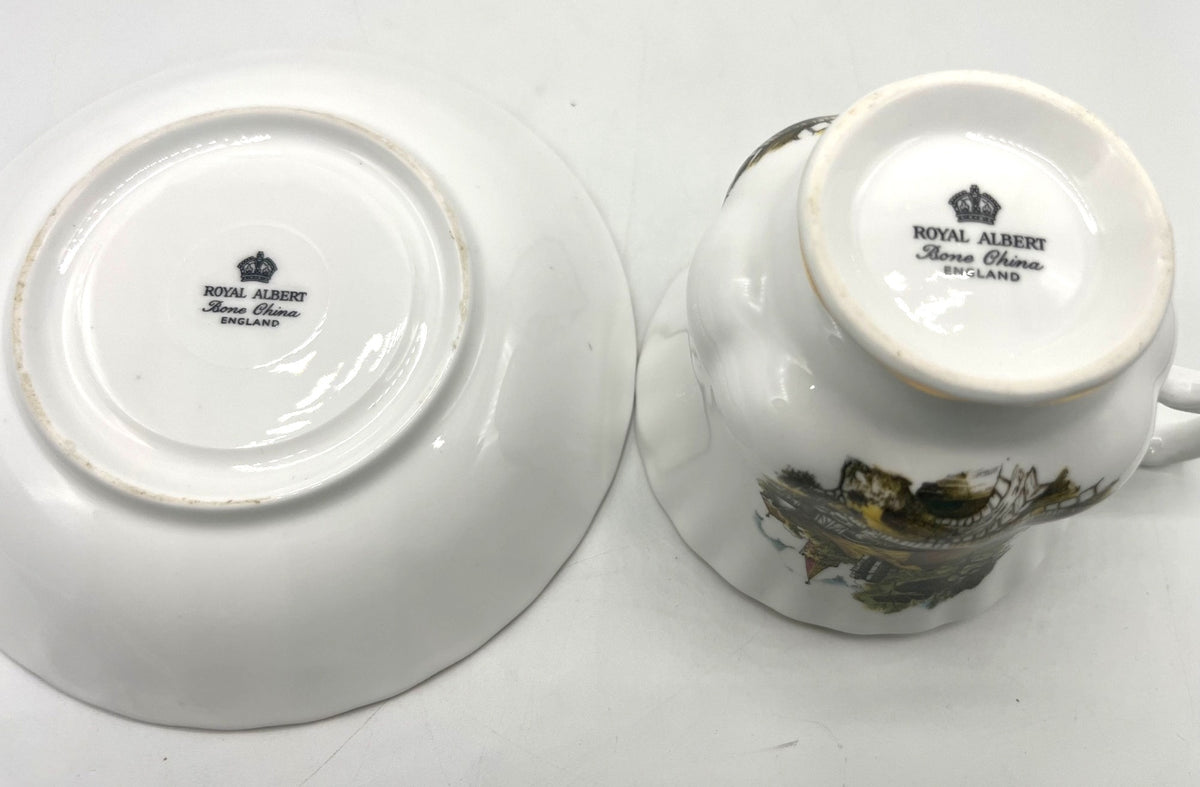 Royal Albert Bone China England Cottage Series Teacup & Saucer Set With Gold Trim
