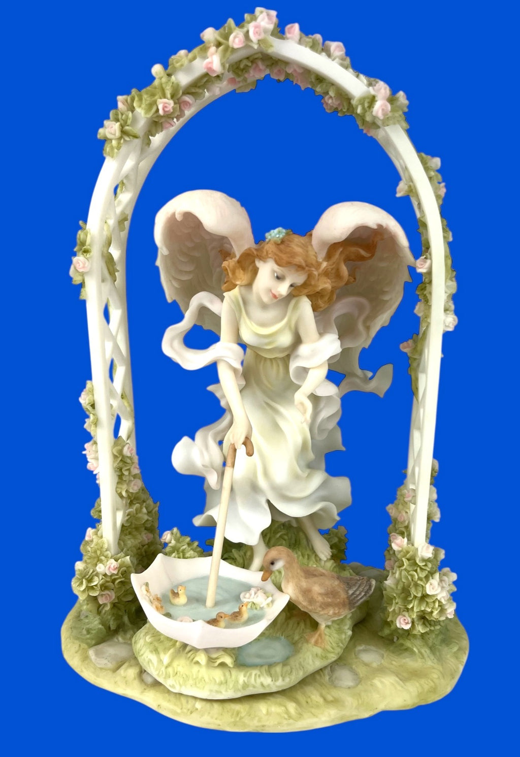 Seraphim Classics Angel Figurine Allison With Ducks Archway and Ducks Collectible 2003 Limited Edition Porcelain 11" tall