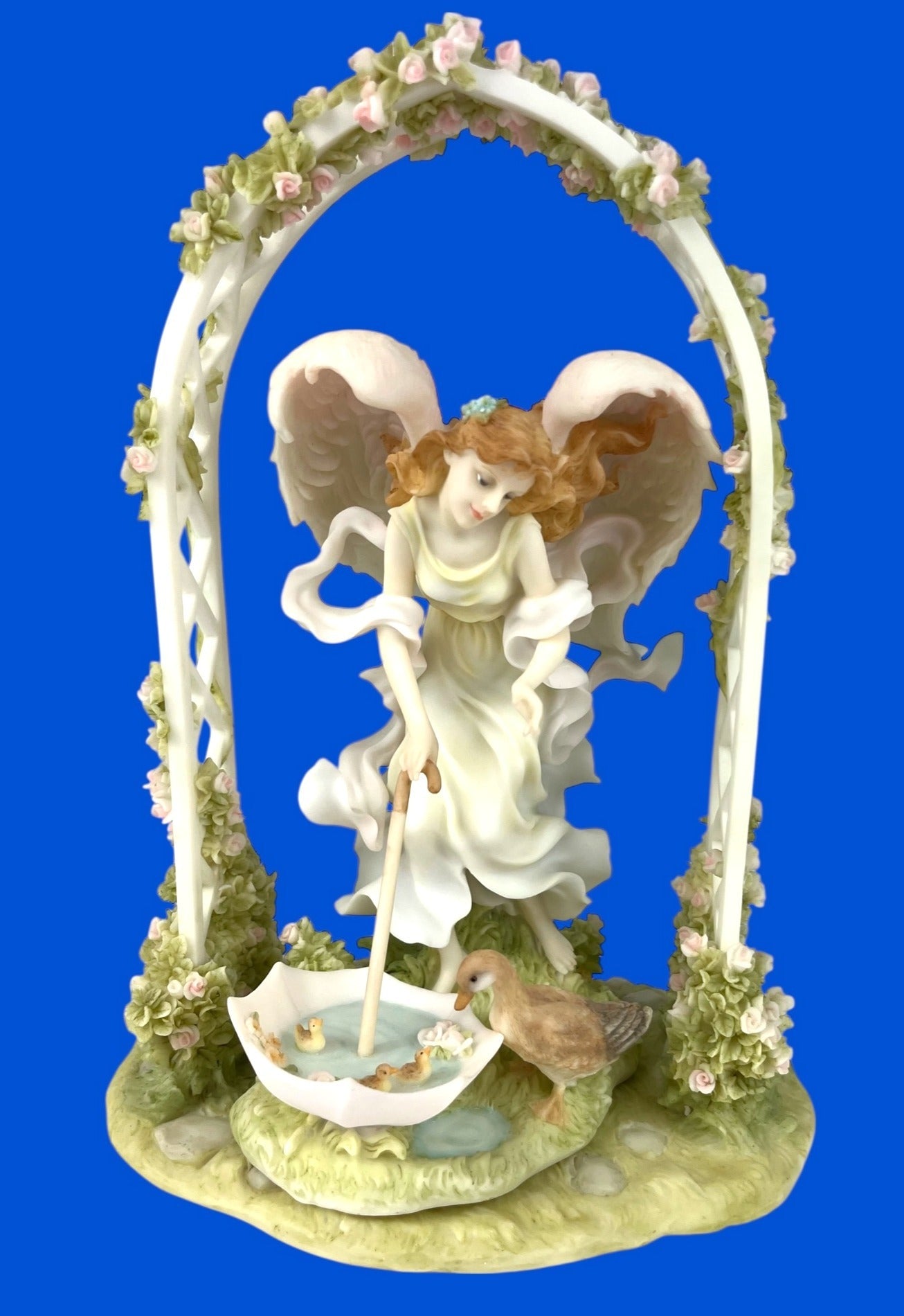 Seraphim Classics Angel Figurine Allison With Ducks Archway and Ducks Collectible 2003 Limited Edition Porcelain 11" tall
