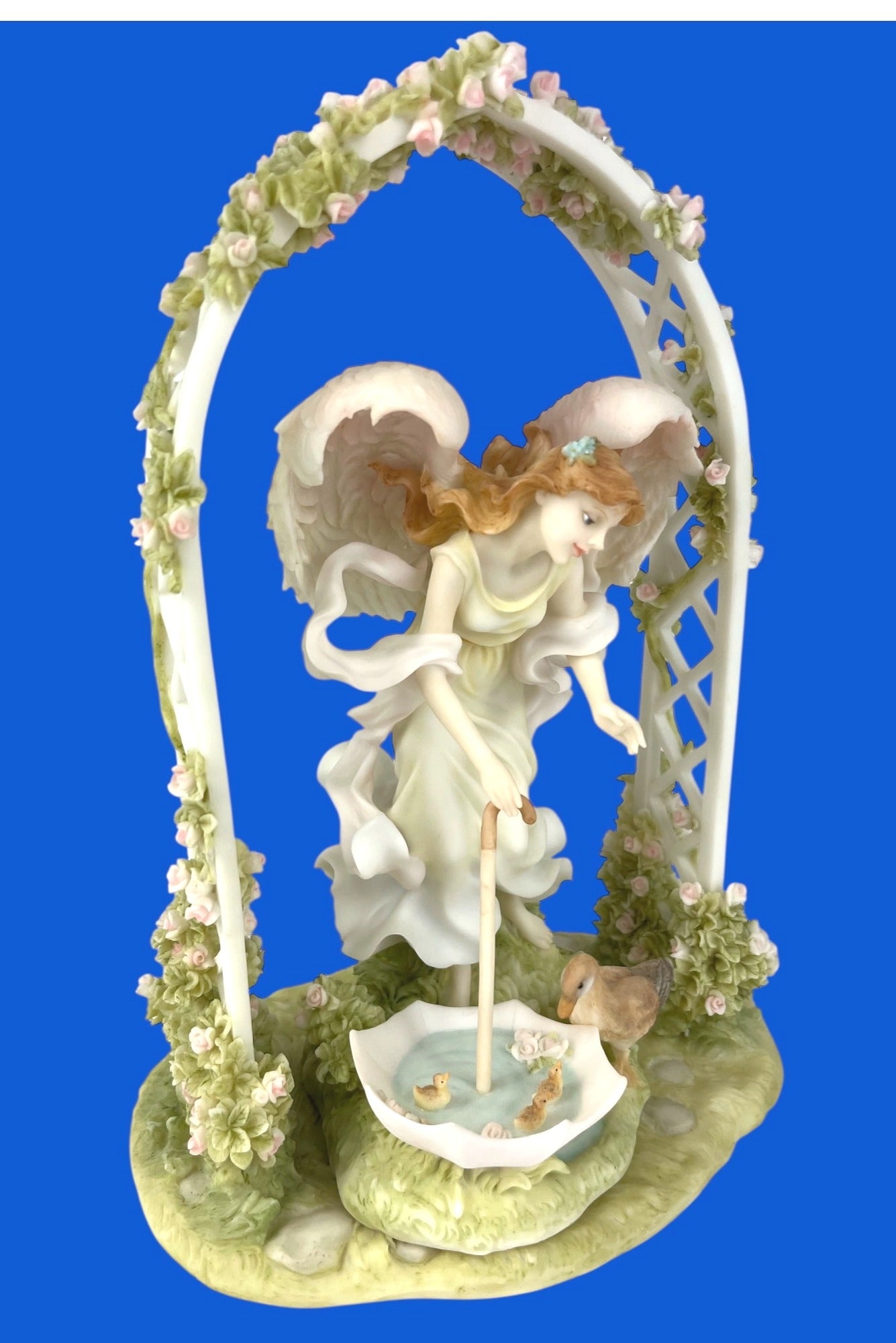 Seraphim Classics Angel Figurine Allison With Ducks Archway and Ducks Collectible 2003 Limited Edition Porcelain 11" tall
