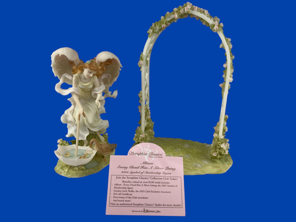 Seraphim Classics Angel Figurine Allison With Ducks Archway and Ducks Collectible 2003 Limited Edition Porcelain 11" tall