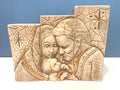 Nativity & Passion of Jesus Ceramic Art 3 pc Set Gold Accents and Candleholders 8.5" H 10.5" W