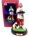 Emmett Kelly Jr. Coach Figurine Professional Series Collection Hand-Painted Porcelain With Dog On Wooden Base 10" tall