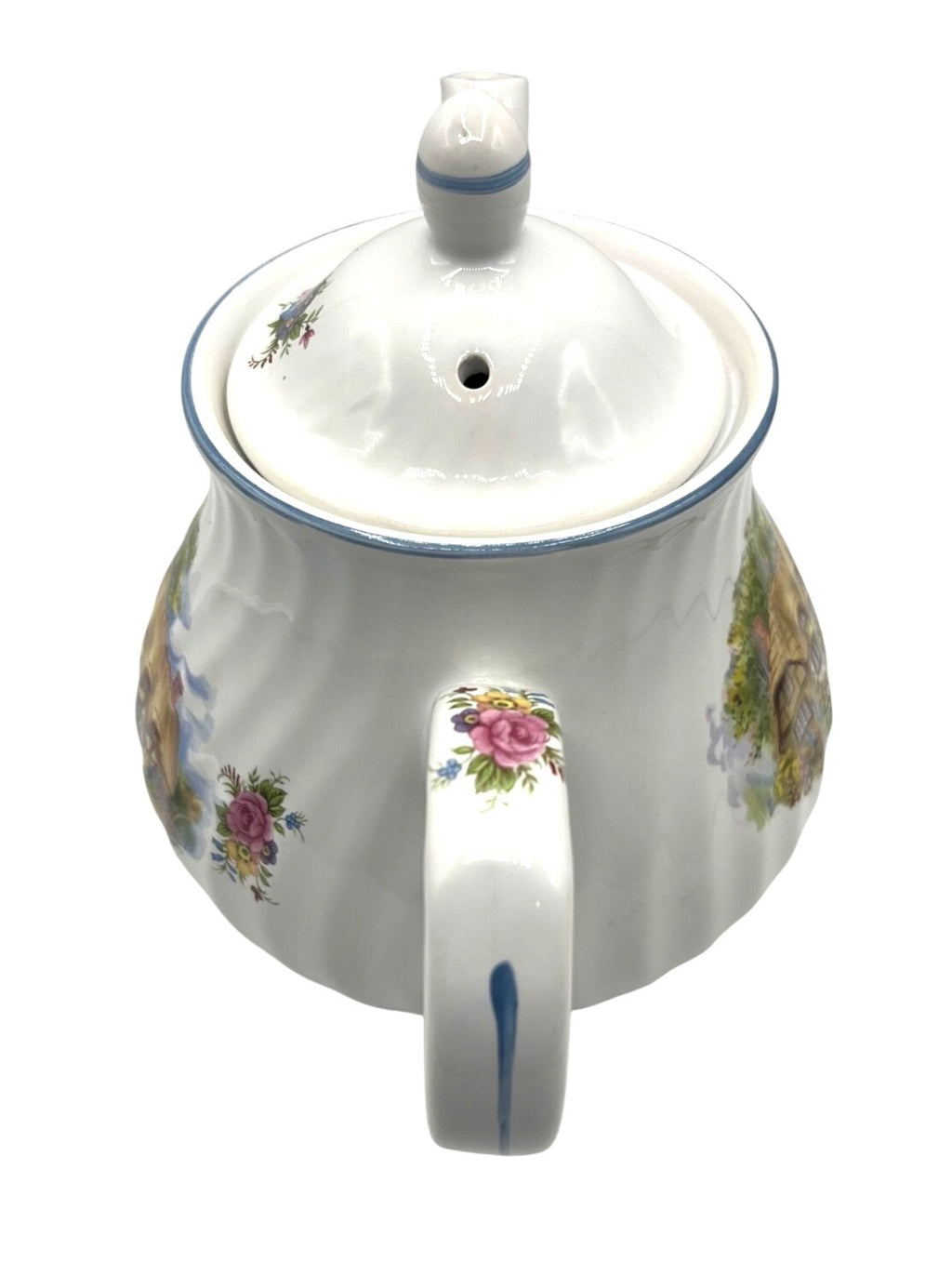 Arthur Wood & Son English Thatched Cottage-Themed Ceramic Teapot 7.5" tall