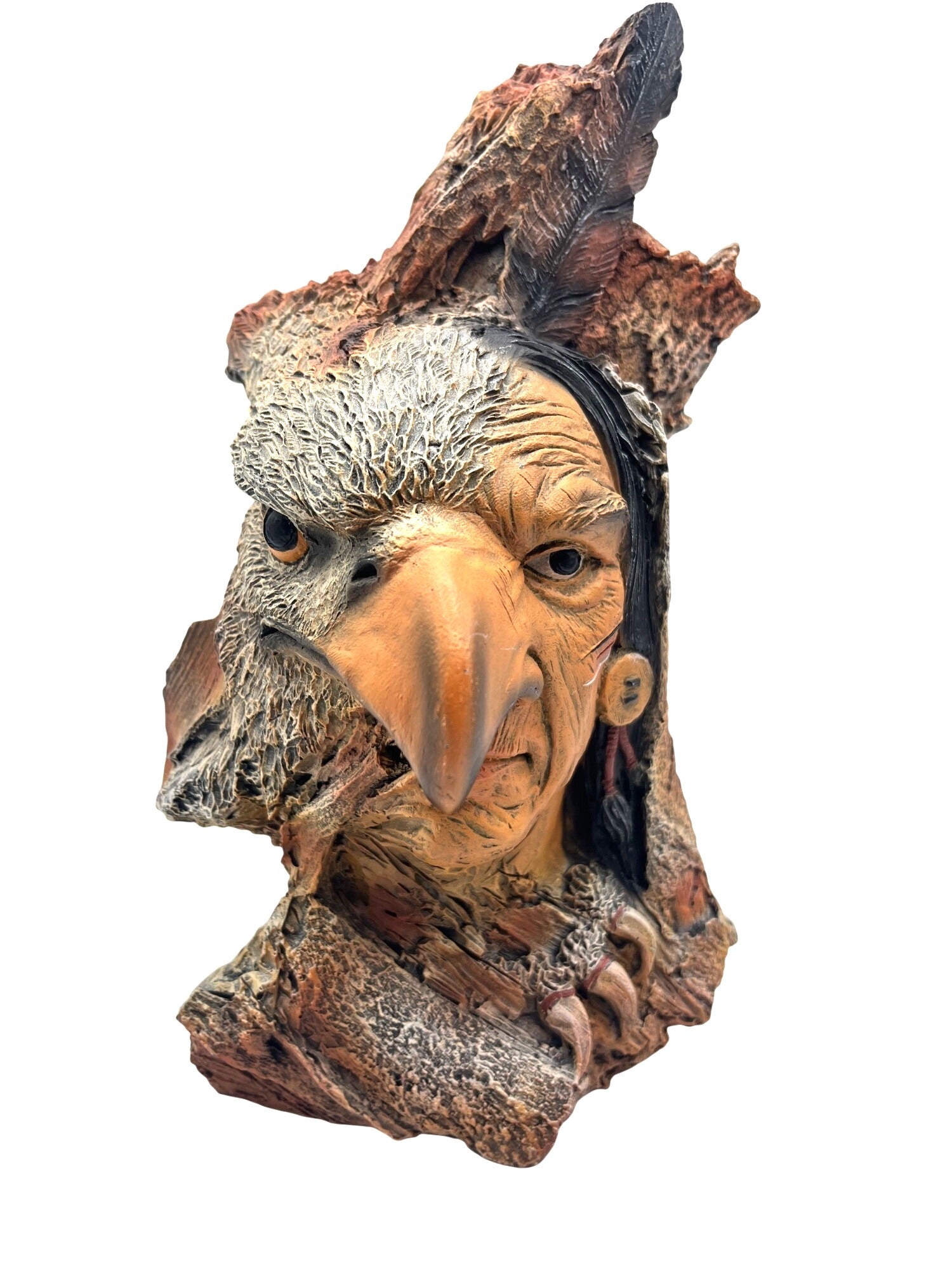 Native American Eagle Warrior Bust By Marka Gallery 1995  Avery Creations  Detailed Resin Sculpture 10.5" tall