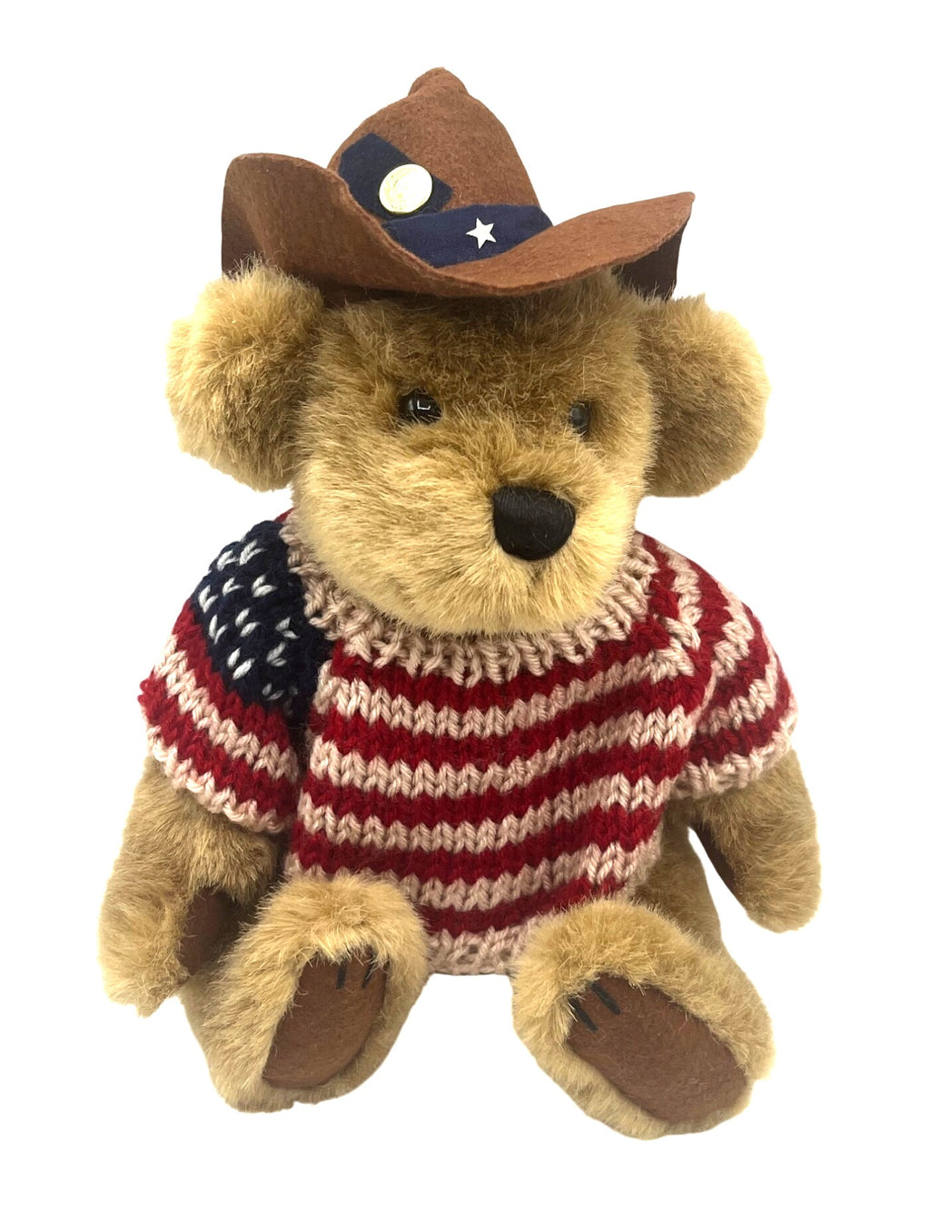 Brass Button Bear Cody Patriotic Plush Teddy With Knitted American Flag Sweater & Cowboy Hat By Pickford Bears Ltd