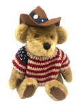 Brass Button Bear Cody Patriotic Plush Teddy With Knitted American Flag Sweater & Cowboy Hat By Pickford Bears Ltd