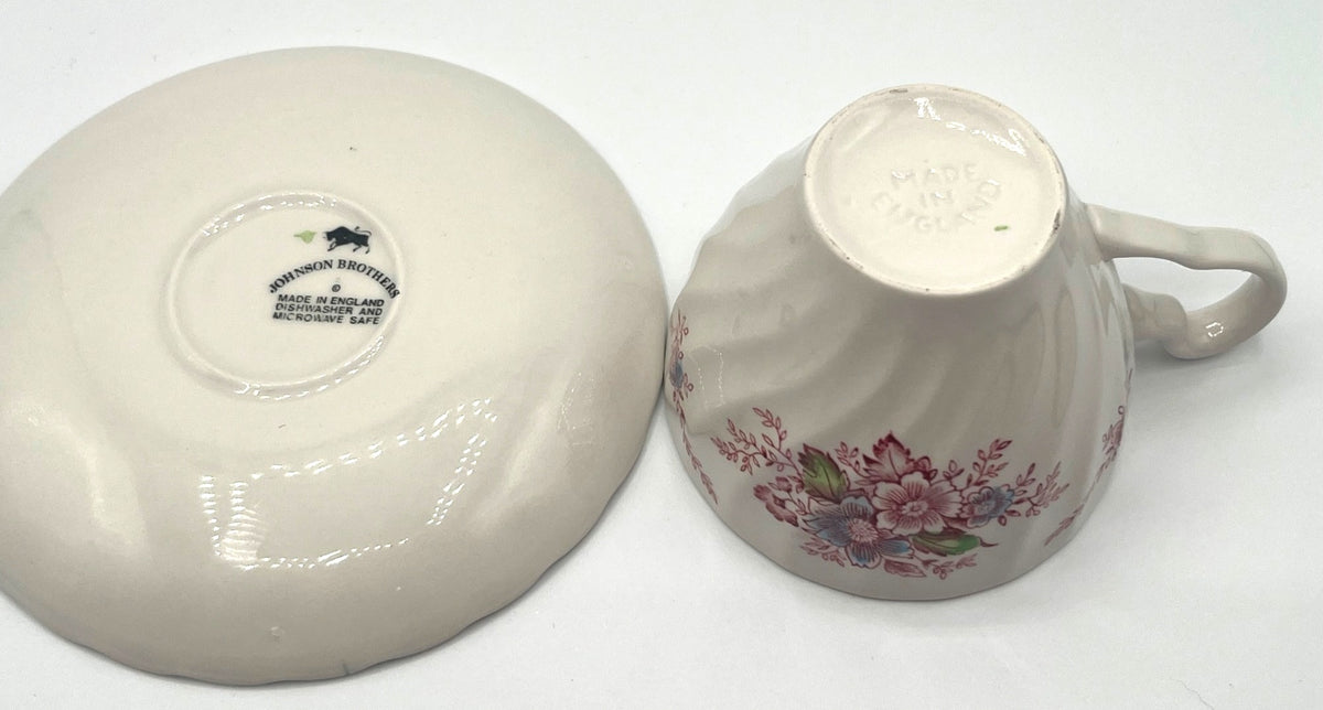 Johnson Brothers England Marlow Floral Tea Cup & Saucer Set
