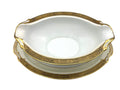 Noritake Goldkin Gravy Boat With Attached Underplate White Porcelain & Gold Trim Elegant Floral Design 9.25" x 6.25"