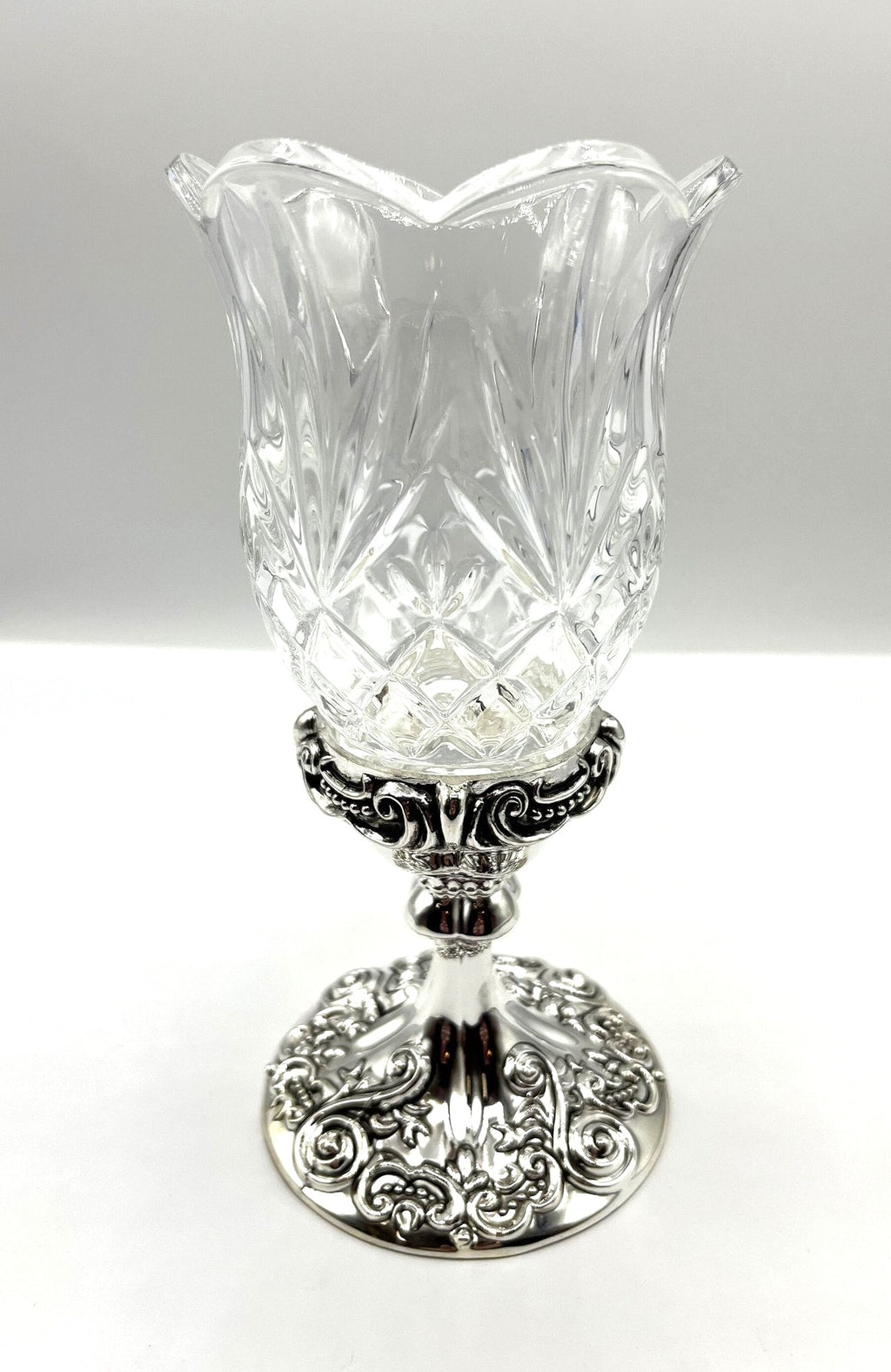 Crystal Votive with Baroque Silver Plated Stand by Godinger Silver NIB