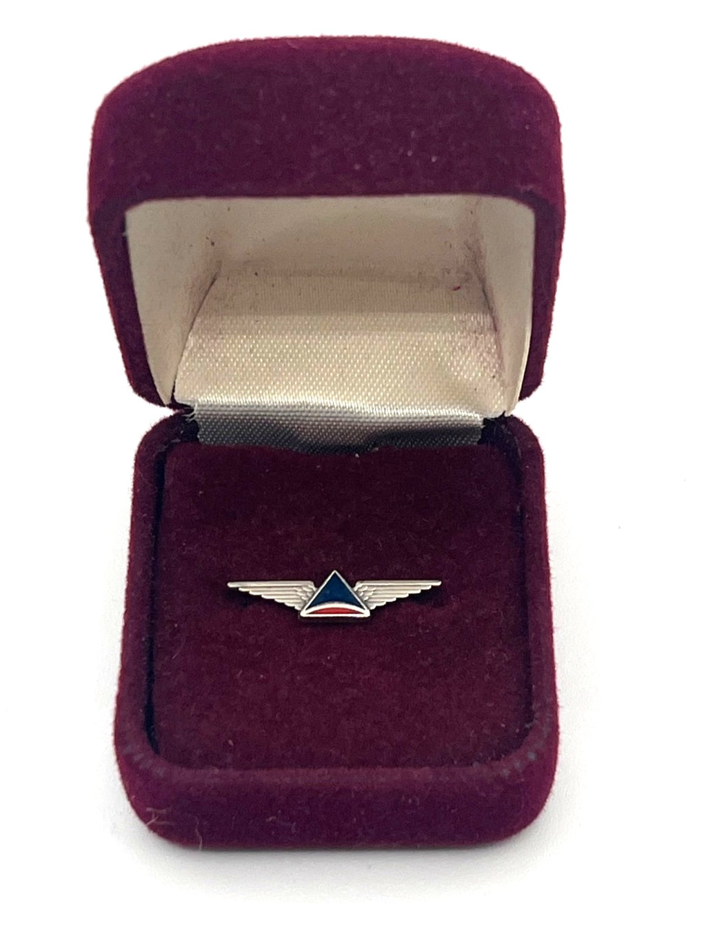 Vintage Sterling Silver Delta Air Lines Employee Service Reward Pin With Enamel Widget Logo 1"