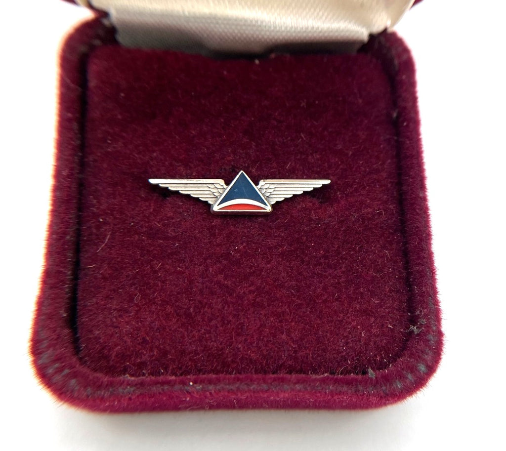 Vintage Sterling Silver Delta Air Lines Employee Service Reward Pin With Enamel Widget Logo 1"