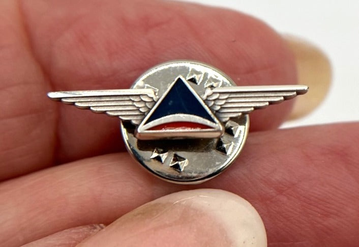 Vintage Sterling Silver Delta Air Lines Employee Service Reward Pin With Enamel Widget Logo 1"
