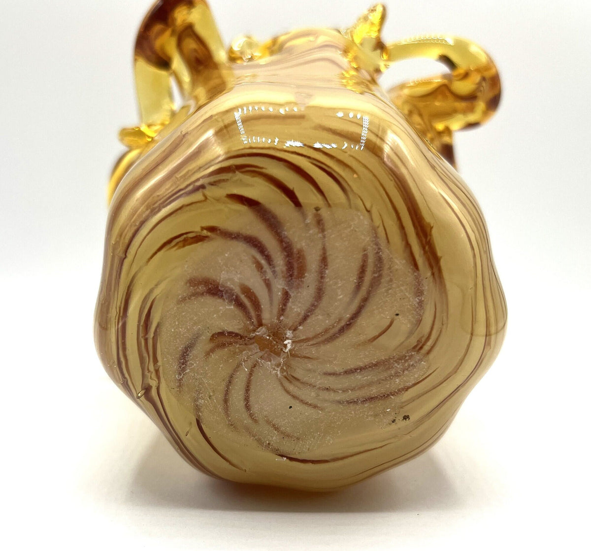 Amber Color Art Glass Vase Hand Made Blown Glass by White Crystal in Italy. 6" x 5" tall