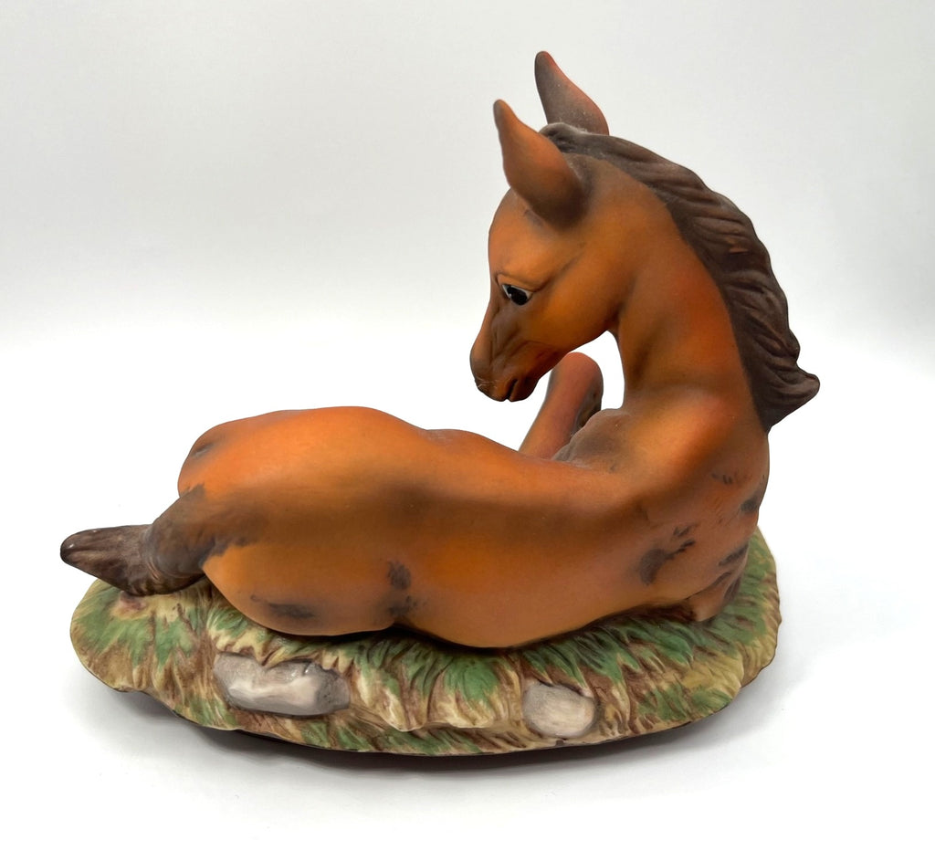 Homco Masterpiece Porcelain Lying Foal Figurine 1982 Hand-Painted Collectible 7" long