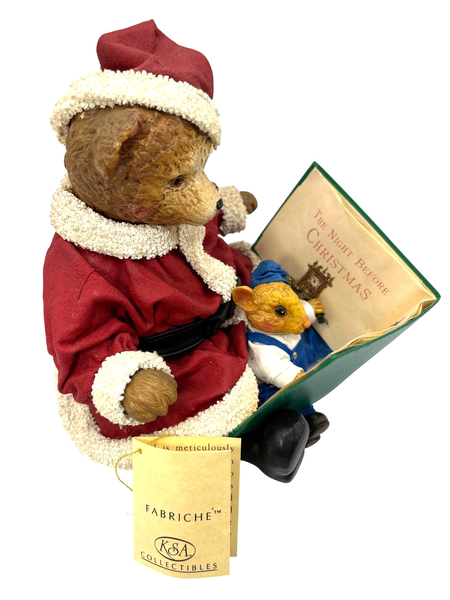 Santa Bear and Little Mouse Figurine With Book The Night Before Christmas Fabriché KSA Collectibles