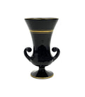 Rare Antique Gold Striped Tiffin Black Double Handle Pedestal Urn Vase 6" x 10" tall
