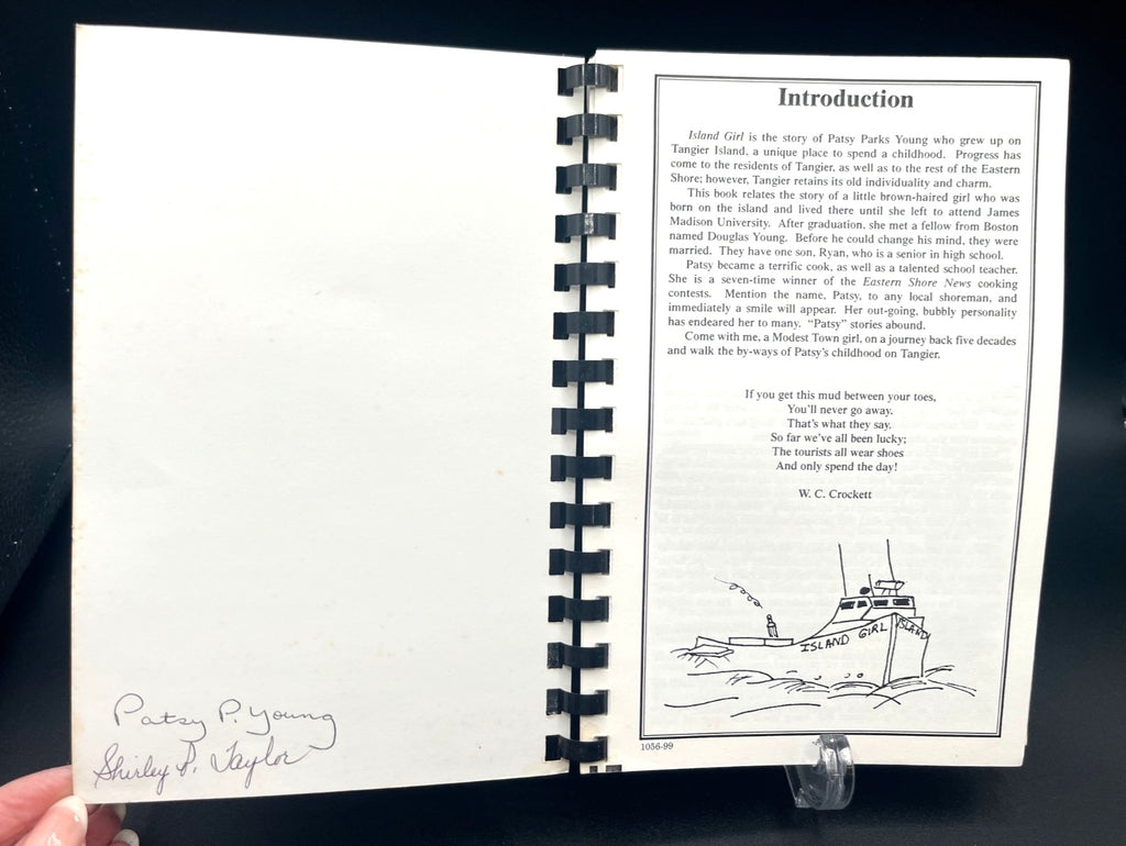 Tangier Island Girl Autographed Book By Shirley Taylor & Patsy Young With Small Wooden Model Boat Display