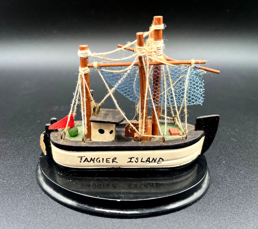 Tangier Island Girl Autographed Book By Shirley Taylor & Patsy Young With Small Wooden Model Boat Display