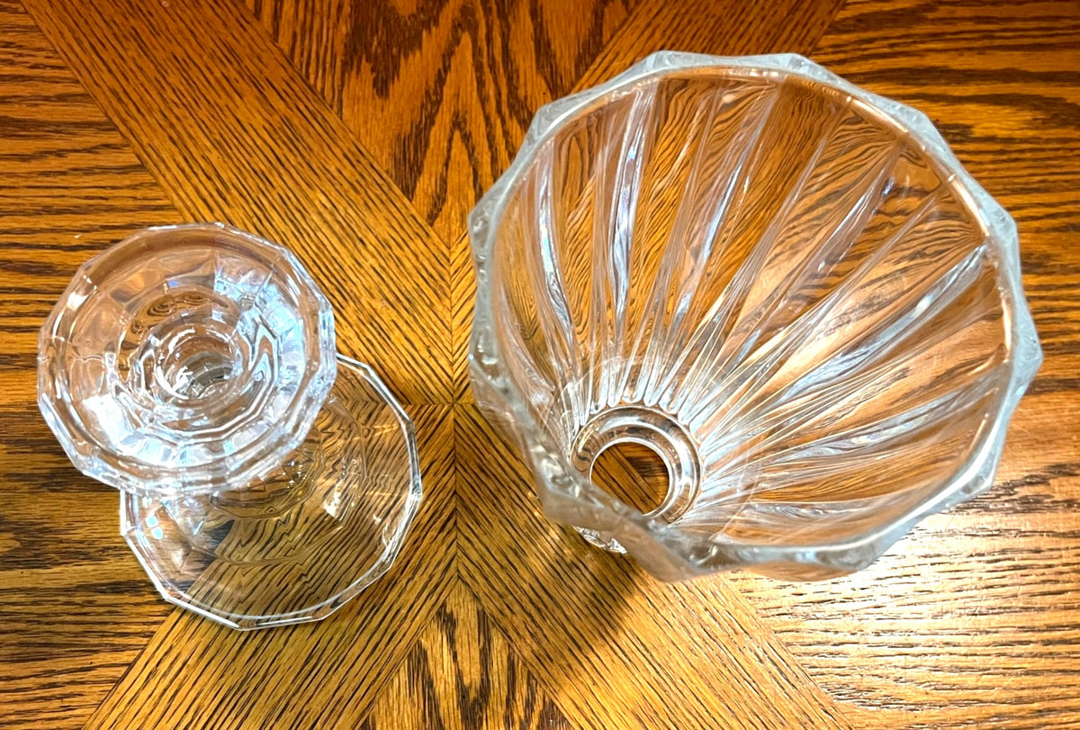St. George Lead Crystal 2 pc Hurricane Candle Holder  12" high, 5" diameter