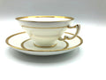 Vintage Mintons of England Footed Tea Cup and Saucer with Brilliant Gold Detail and Trim by Sim & Co. Troy NY.  Elegant and beautiful.