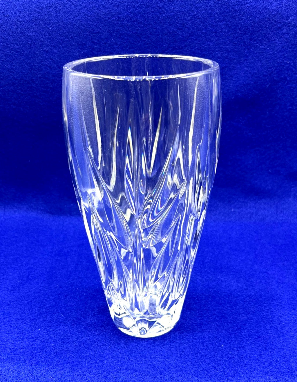 Gorham Cut Crystal Star Blossom Vase With Elegant Leaf Design 8.75 Inches Tall