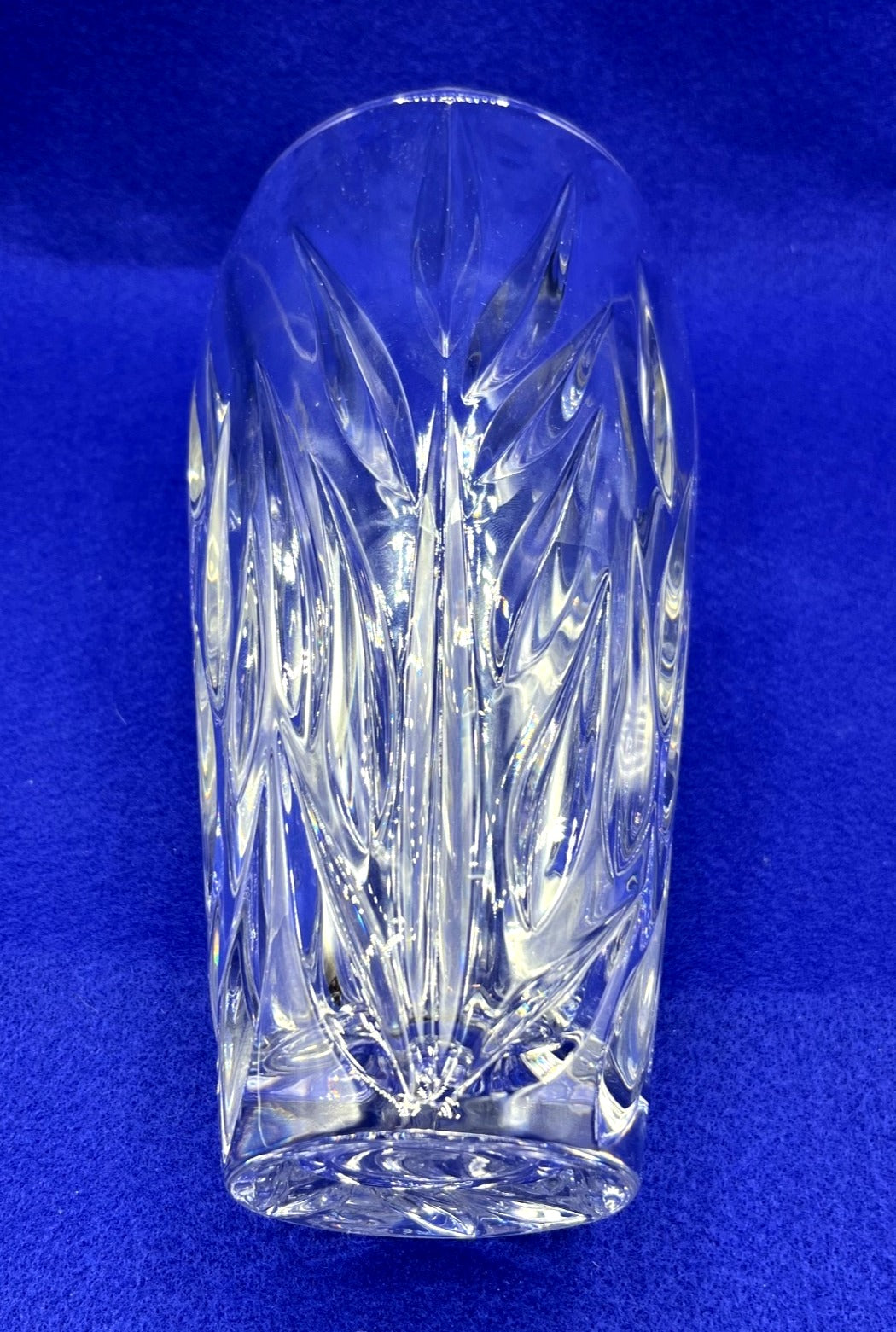 Gorham Cut Crystal Star Blossom Vase With Elegant Leaf Design 8.75 Inches Tall