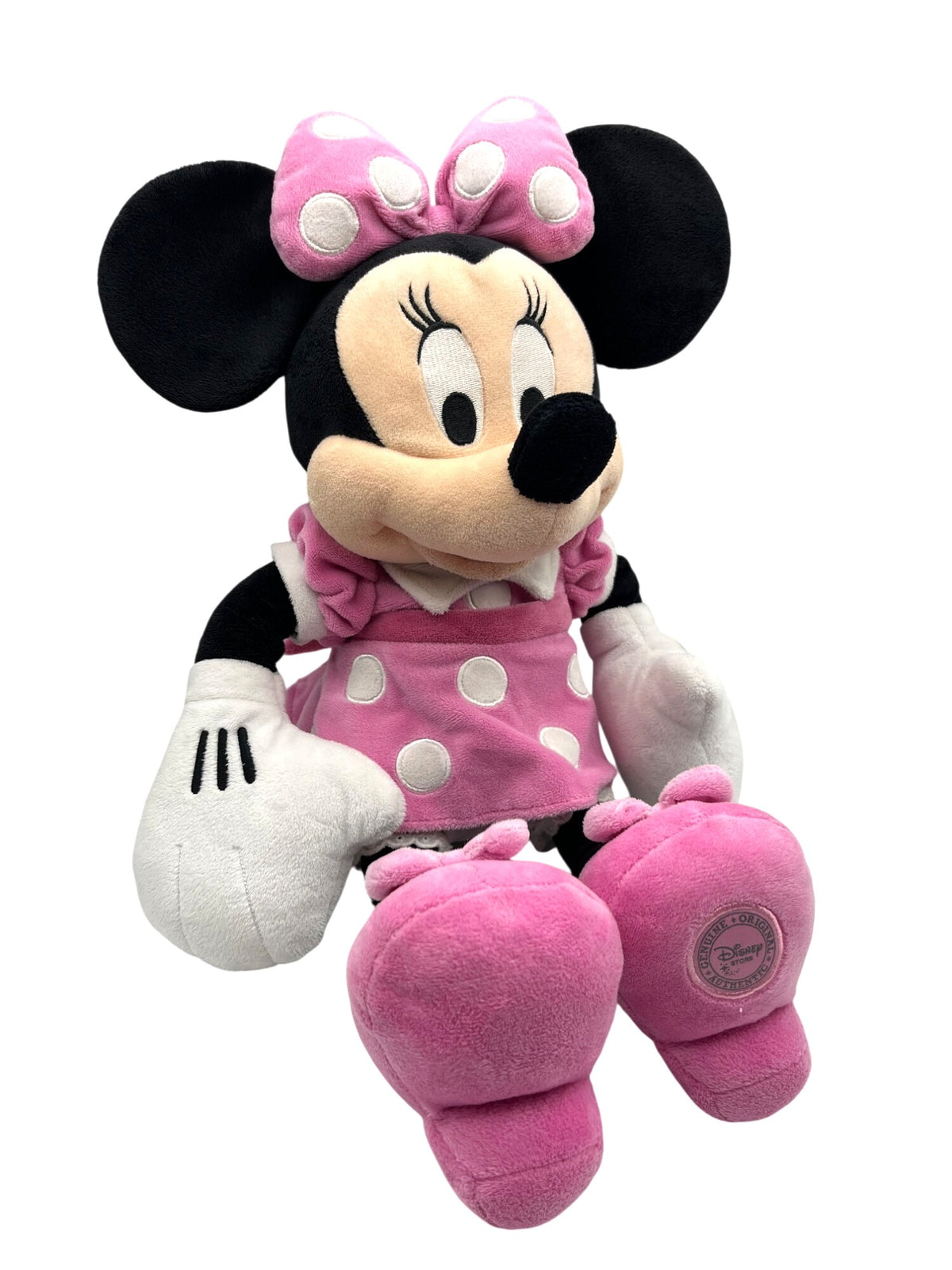 Disney Store Minnie Mouse Plush Toy Pink Polka Dot Dress 16" Stuffed Animal Collectible