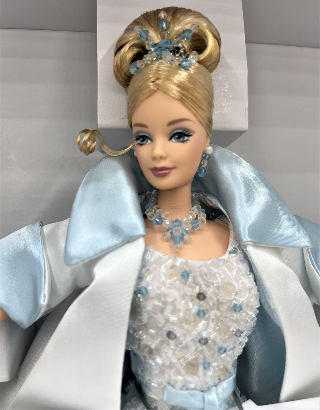 1998 Crystal Jubilee Barbie  Crystal Gown, Satin Opera Coat, Tiara, Necklace, Certificate of Authenticity NIB