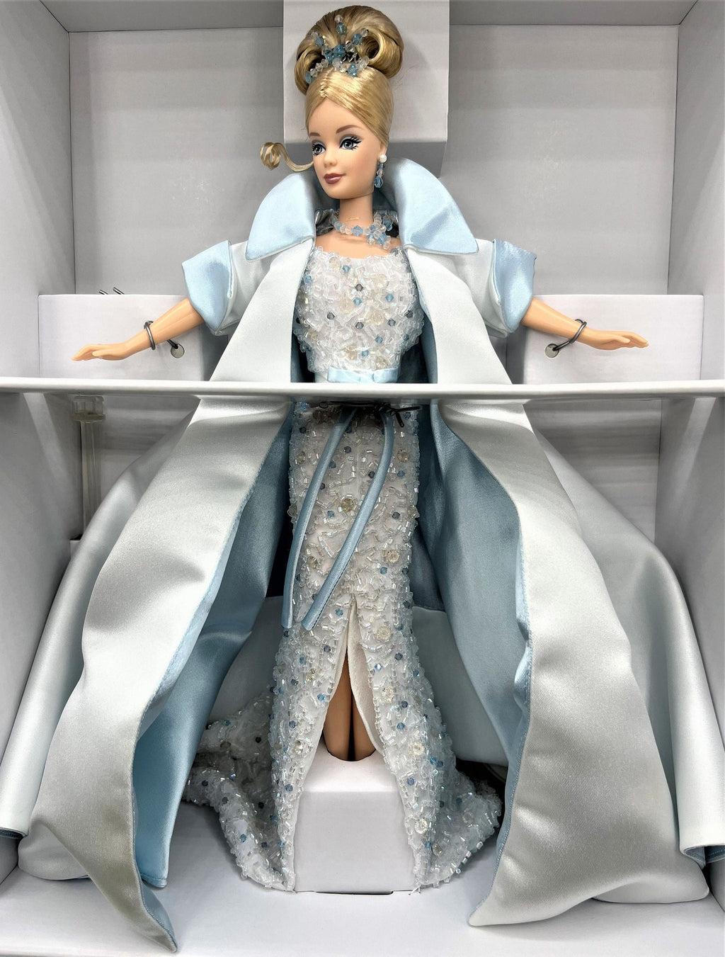 1998 Crystal Jubilee Barbie  Crystal Gown, Satin Opera Coat, Tiara, Necklace, Certificate of Authenticity NIB