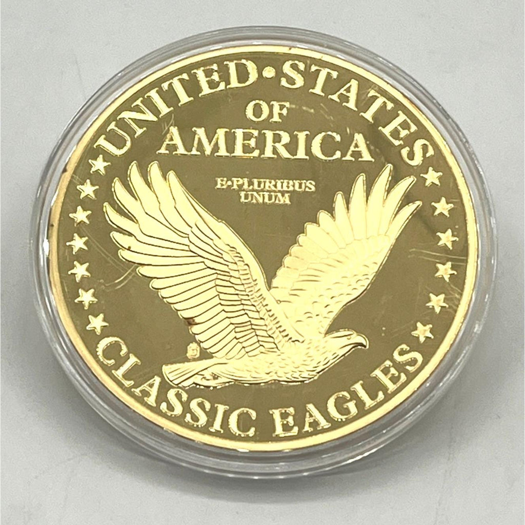 24K Gold Layered 3 inch Liberty Classic Eagles Commemorative of the 1894 Double Eagle Coin Historic Collectible